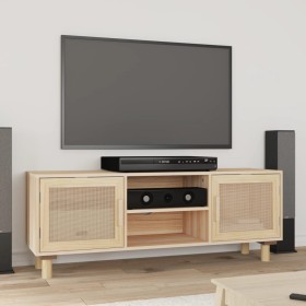 Mueble para TV madera maciza pino y ratán natural 105x30x40 cm de vidaXL, Muebles TV - Ref: Foro24-345617, Precio: 119,55 €, ...