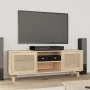 TV cabinet solid pine wood and natural rattan 105x30x40 cm by vidaXL, TV Furniture - Ref: Foro24-345617, Price: 117,09 €, Dis...
