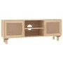 TV cabinet solid pine wood and natural rattan 105x30x40 cm by vidaXL, TV Furniture - Ref: Foro24-345617, Price: 117,09 €, Dis...