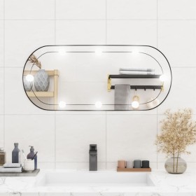 Espejo de pared ovalado con luces LED vidrio 35x80 cm