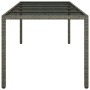 Mesa de jardín de vidrio templado ratán PE gris 250x100x75 cm