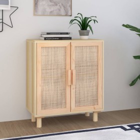 Brown sideboard solid pine wood and natural rattan 60x30x70 cm by vidaXL, Sideboards - Ref: Foro24-345632, Price: 105,50 €, D...