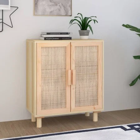 Brown sideboard solid pine wood and natural rattan 60x30x70 cm by vidaXL, Sideboards - Ref: Foro24-345632, Price: 109,55 €, D...