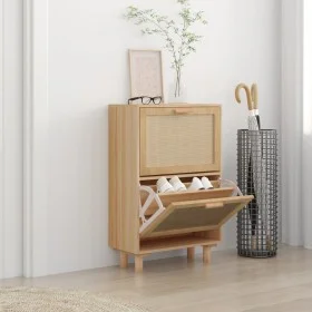 Brown plywood shoe rack natural rattan 52x25x80 cm by vidaXL, Shoe racks and shoe organizers - Ref: Foro24-345647, Price: 99,...