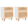 Nachttische 2 Stück Massivholz Weißkiefer Natur Rattan von vidaXL, Nachttische - Ref: Foro24-345607, Preis: 141,86 €, Rabatt: %