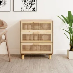 Brown sideboard solid pine wood and natural rattan 60x30x70 cm by vidaXL, Sideboards - Ref: Foro24-345635, Price: 141,38 €, D...