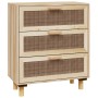 Brown sideboard solid pine wood and natural rattan 60x30x70 cm by vidaXL, Sideboards - Ref: Foro24-345635, Price: 151,92 €, D...