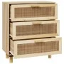 Braunes Sideboard aus massivem Kiefernholz und natürlichem Rattan, 60 x 30 x 70 cm von vidaXL, Sideboards - Ref: Foro24-34563...