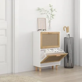 White plywood shoe rack natural rattan 52x25x80 cm by vidaXL, Shoe racks and shoe organizers - Ref: Foro24-345645, Price: 99,...