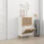 Schuhregal aus weißem Sperrholz, natürliches Rattan, 52 x 25 x 80 cm von vidaXL, Schuhregale und Schuhorganisatoren - Ref: Fo...