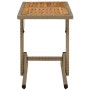 Mesa de jardín madera maciza de acacia y ratán sintético beige