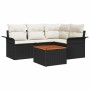 Conjunto de sofá de jardín 5 pcs Negro Poliratán