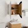 Armario de baño con espejo redondo y LED roble 54x54x17,5 cm de vidaXL, Tocadores de baño - Ref: Foro24-345590, Precio: 193,8...
