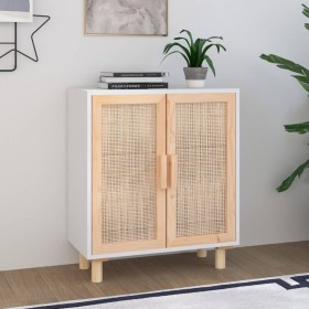 Aparador blanco madera pino maciza y ratán natural 60x30x70 cm de vidaXL, Aparadores - Ref: Foro24-345630, Precio: 117,41 €, ...
