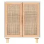 Weißes Sideboard aus massivem Kiefernholz und natürlichem Rattan, 60 x 30 x 70 cm von vidaXL, Sideboards - Ref: Foro24-345630...