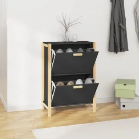 Black plywood shoe cabinet 57.5x33x80 cm by vidaXL, Shoe racks and shoe organizers - Ref: Foro24-345685, Price: 99,63 €, Disc...