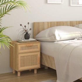 Nachttisch aus massivem braunem Kiefernholz und natürlichem Rattan von vidaXL, Nachttische - Ref: Foro24-345610, Preis: 81,29...