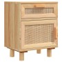 Solid pine wood brown bedside table with natural rattan by vidaXL, Nightstands - Ref: Foro24-345610, Price: 81,29 €, Discount: %