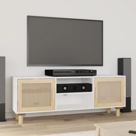 Mueble para TV madera maciza pino y ratán natural 105x30x40 cm de vidaXL, Muebles TV - Ref: Foro24-345615, Precio: 112,29 €, ...