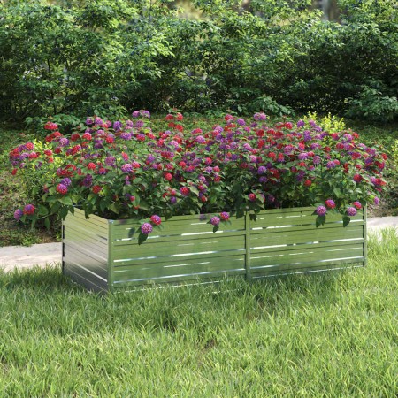 Arriate de acero galvanizado plateado 160x80x45 cm