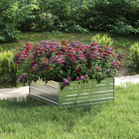 Arriate de acero galvanizado plateado 100x100x45 cm