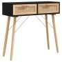 Mesa consola madera pino maciza ratán natural negro 80x30x75 cm de vidaXL, Mesas auxiliares - Ref: Foro24-345625, Precio: 106...