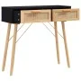 Solid pine wood console table with natural black rattan, measuring 80x30x75 cm. by vidaXL, Side tables - Ref: Foro24-345625, ...