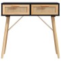 Solid pine wood console table with natural black rattan, measuring 80x30x75 cm. by vidaXL, Side tables - Ref: Foro24-345625, ...
