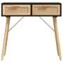 Solid pine wood console table with natural black rattan, measuring 80x30x75 cm. by vidaXL, Side tables - Ref: Foro24-345625, ...