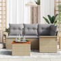 Conjunto de sofá de jardín 5 pcs Beige Poliratán