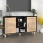 Schwarzes Sideboard aus massivem Kiefernholz und natürlichem Rattan, 105 x 30 x 60 cm von vidaXL, Sideboards - Ref: Foro24-34...