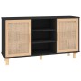 Aparador negro madera pino maciza y ratán natural 105x30x60 cm de vidaXL, Aparadores - Ref: Foro24-345640, Precio: 124,22 €, ...