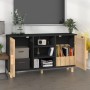 Aparador negro madera pino maciza y ratán natural 105x30x60 cm de vidaXL, Aparadores - Ref: Foro24-345640, Precio: 124,22 €, ...