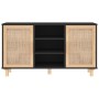Aparador negro madera pino maciza y ratán natural 105x30x60 cm de vidaXL, Aparadores - Ref: Foro24-345640, Precio: 124,22 €, ...