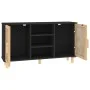Black sideboard solid pine wood and natural rattan 105x30x60 cm by vidaXL, Sideboards - Ref: Foro24-345640, Price: 112,87 €, ...