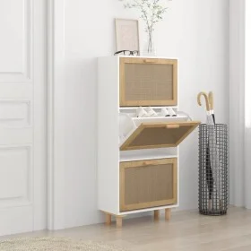White plywood shoe rack natural rattan 52x25x115 cm by vidaXL, Shoe racks and shoe organizers - Ref: Foro24-345648, Price: 18...
