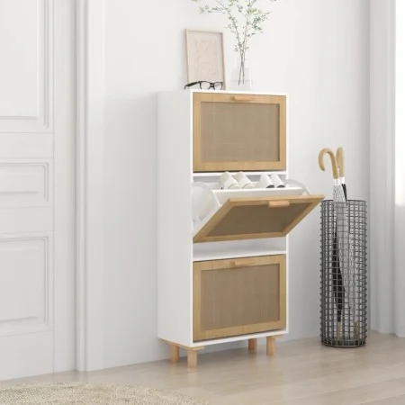 White plywood shoe rack natural rattan 52x25x115 cm by vidaXL, Shoe racks and shoe organizers - Ref: Foro24-345648, Price: 18...