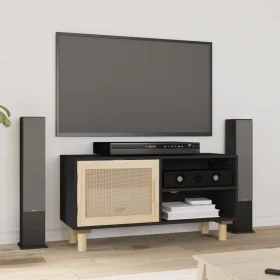 TV-Schrank aus massivem Kiefernholz und natürlichem Rattan 80x30x40 cm von vidaXL, TV-Möbel - Ref: Foro24-345613, Preis: 72,5...