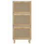 Schuhregal aus weißem Sperrholz, natürliches Rattan, 52 x 25 x 115 cm von vidaXL, Schuhregale und Schuhorganisatoren - Ref: F...