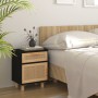Nachttisch aus massivem schwarzem Kiefernholz und natürlichem Rattan von vidaXL, Nachttische - Ref: Foro24-345608, Preis: 87,...