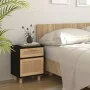 Solid black pine wood and natural rattan bedside table by vidaXL, Nightstands - Ref: Foro24-345608, Price: 75,42 €, Discount: %