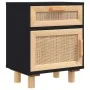 Solid black pine wood and natural rattan bedside table by vidaXL, Nightstands - Ref: Foro24-345608, Price: 75,42 €, Discount: %
