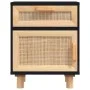 Solid black pine wood and natural rattan bedside table by vidaXL, Nightstands - Ref: Foro24-345608, Price: 75,42 €, Discount: %