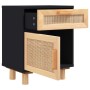 Nachttisch aus massivem schwarzem Kiefernholz und natürlichem Rattan von vidaXL, Nachttische - Ref: Foro24-345608, Preis: 87,...