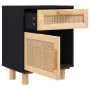 Solid black pine wood and natural rattan bedside table by vidaXL, Nightstands - Ref: Foro24-345608, Price: 75,42 €, Discount: %
