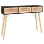 Console table solid pine wood black natural rattan 105x30x75cm by vidaXL, Side tables - Ref: Foro24-345628, Price: 140,94 €, ...