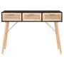 Konsolentisch aus massivem Kiefernholz, schwarzem Naturrattan, 105 x 30 x 75 cm von vidaXL, Seitentische - Ref: Foro24-345628...
