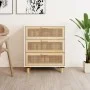 White sideboard made of solid pine wood and natural rattan 60x30x70 cm by vidaXL, Sideboards - Ref: Foro24-345633, Price: 150...