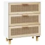 White sideboard made of solid pine wood and natural rattan 60x30x70 cm by vidaXL, Sideboards - Ref: Foro24-345633, Price: 150...