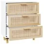 White sideboard made of solid pine wood and natural rattan 60x30x70 cm by vidaXL, Sideboards - Ref: Foro24-345633, Price: 150...